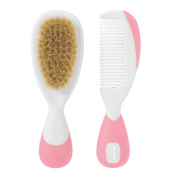 Chicco Brush And Comb Set Pink & White - 2 Pieces