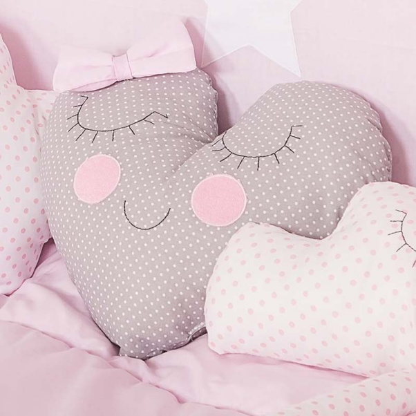 Διακοσμητικό μαξιλάρι καρδιά με χαμόγελο Baby Star Ροζ Σύννεφο