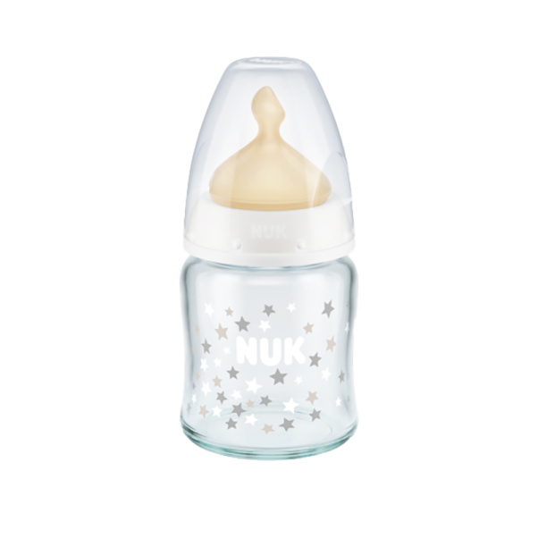NUK bottle First Choice plus glass 120ml with latex nipple 0-6m