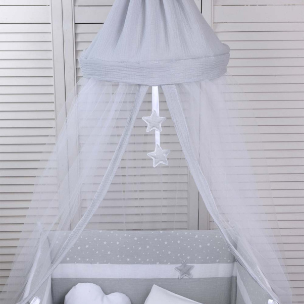 Μosquitoes Net for Baby's Crib Baby Oliver Muslin Grey 180x550