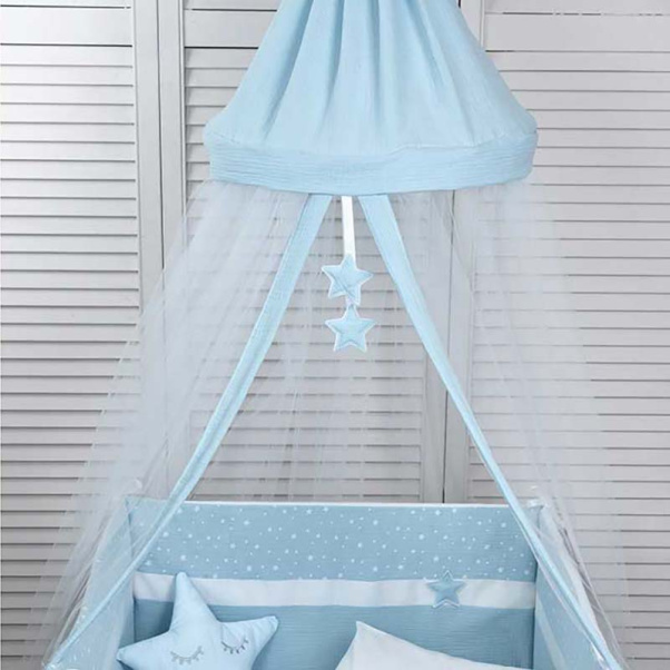 Μosquitoes Net for Baby's Crib Baby Oliver Muslin Light Blue 180x550