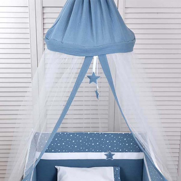 Μosquitoes Net for Baby's Crib Baby Oliver Muslin Blue 180x550