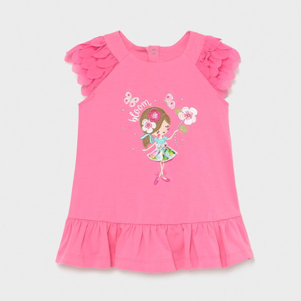 Φόρεμα παιδικό μακό με βολάν ροζ Mayoral 01975-18