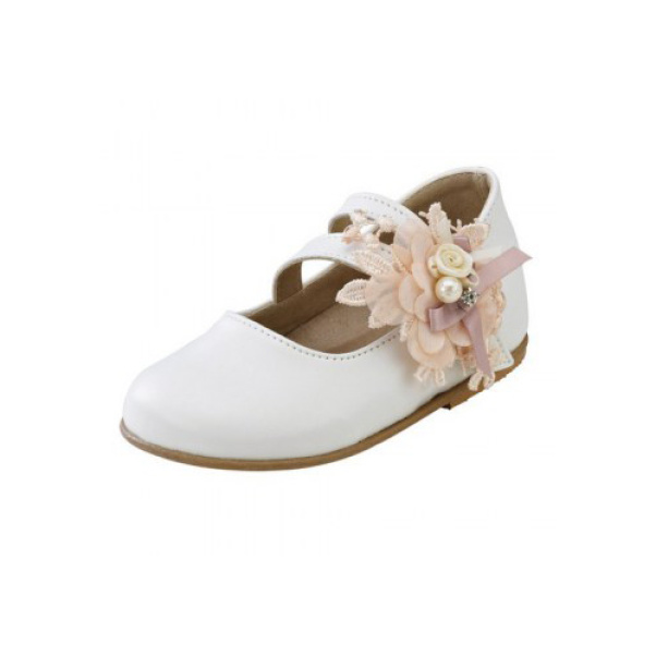 Παιδικό παπούτσι αμπιγιέ για κορίτσι λευκό σομόν Gorgino 2094-1