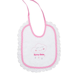 Bunny bebe bib towel with rally and lace Cloud pink