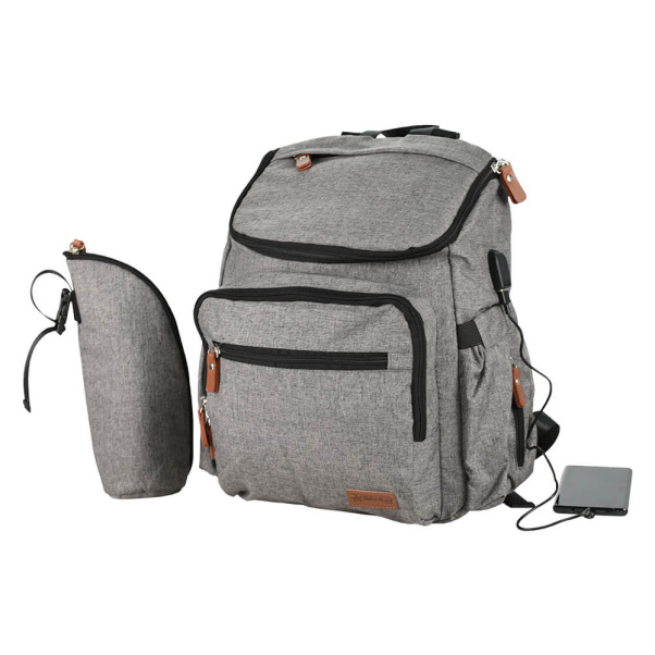 Bebe Stars Mama bag backpack changing with USB Grey 590-186