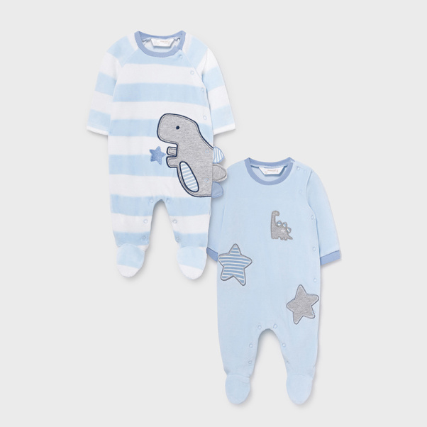 Mayoral Set of 2 Dinosaur sleepsuits for newborn boy 2683-88