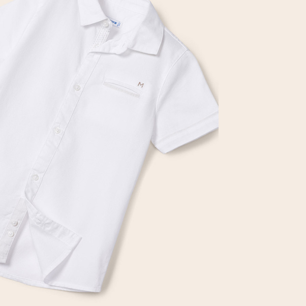 Mayoral πουκάμισο βαμβακερό με κοντό μανίκι λευκό 03159-83