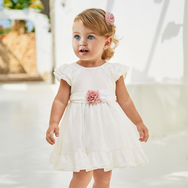 Mayoral παιδικό φόρεμα αμπιγιέ λευκό 01903-51