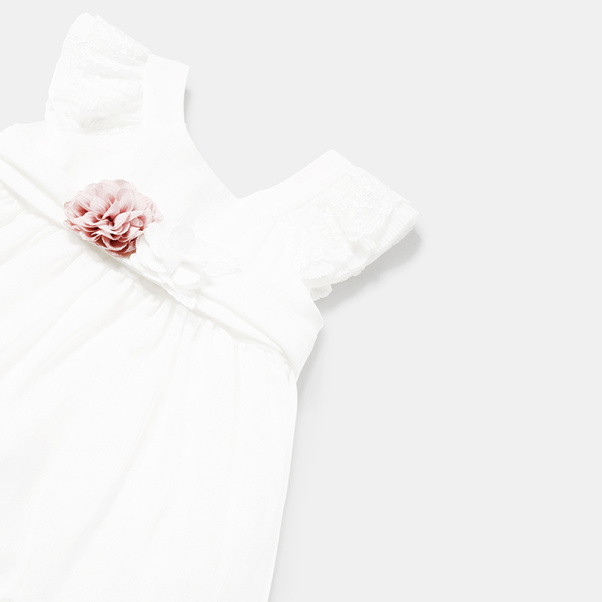 Mayoral παιδικό φόρεμα αμπιγιέ λευκό 01903-51