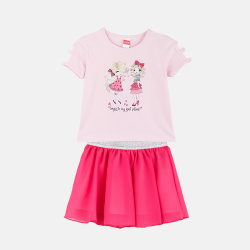 Joyce παιδικό σετ φούστα μπλούζα Girls pink