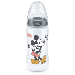 NUK Mickey-Minnie First Choice Plus Μπιμπερό με Δείκτη Ελέγχου Θερμοκρασίας 6-18m 300ml Θηλή Σιλικόνης